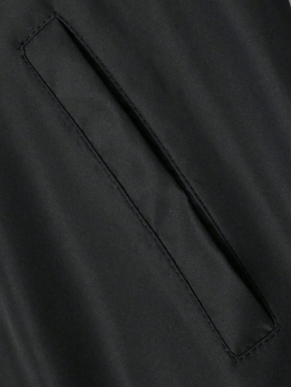 Black Casual Men's Slim-Fit Lightweight Zip-Up Baseball Jacket